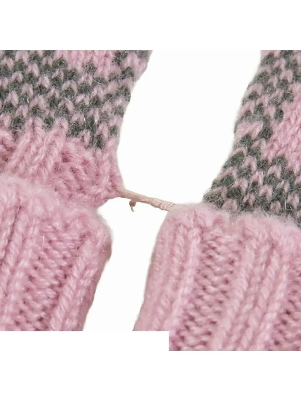 Gucci Fingerless Gloves Pink Gray Cashmere GG Logo